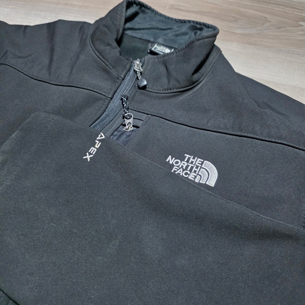 The North Face Apex Softshell Jacket Mens L Black Full Zip Fleece Lined Outdoor